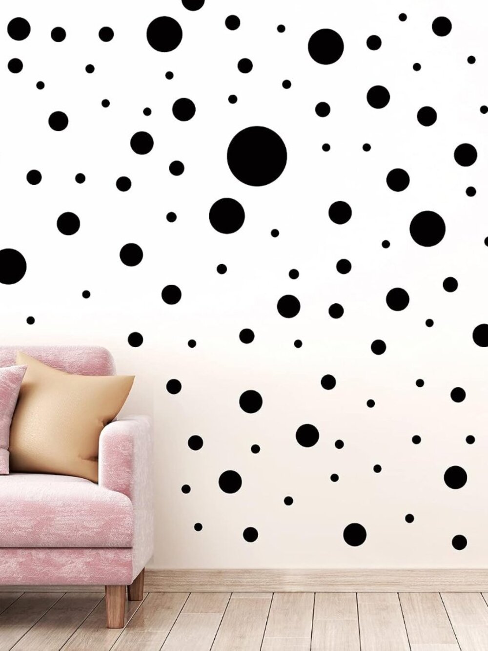 264 Pcs Polka Dot Wall Stickers, Vinyl Peel Stick Removable Black